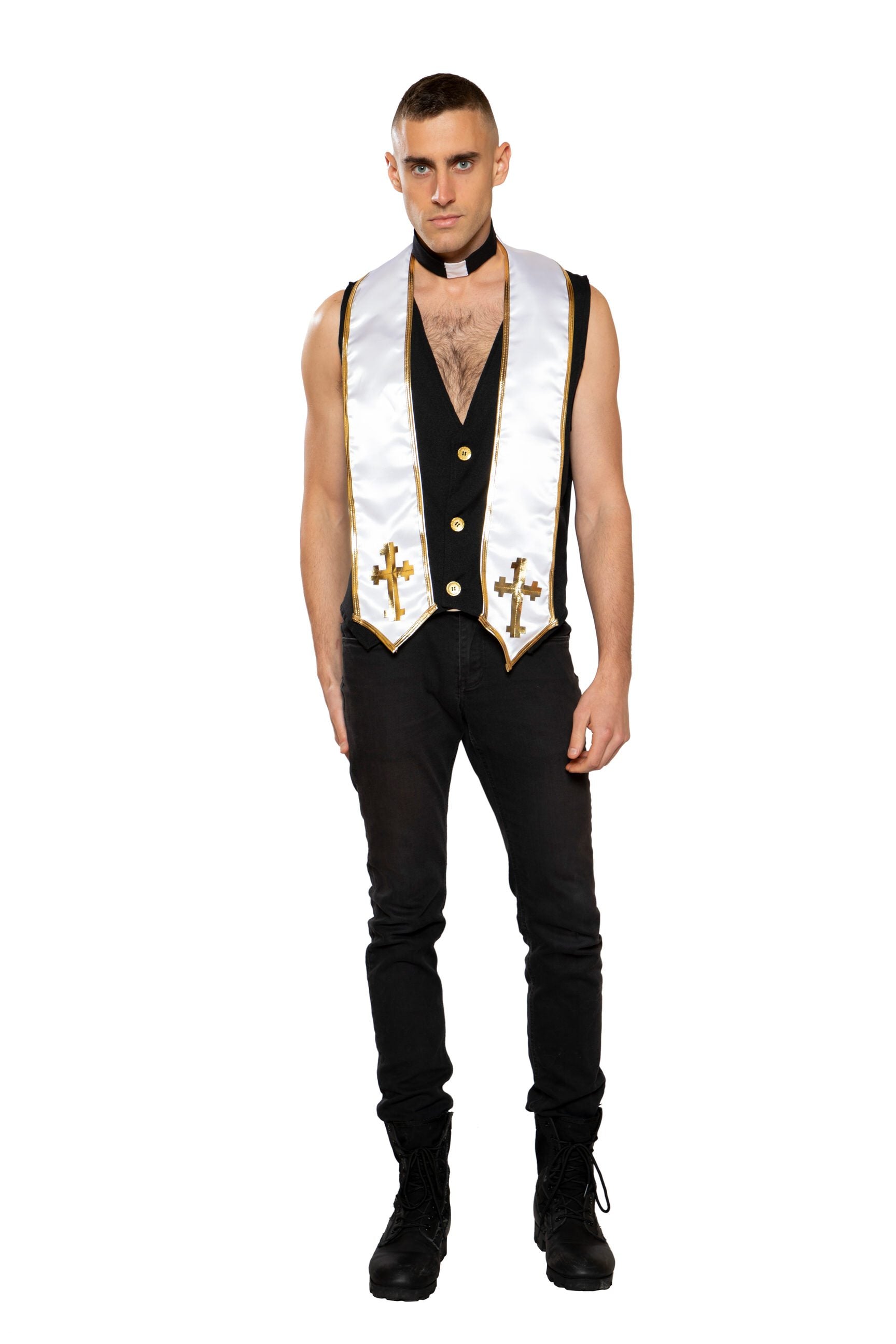 Men's priest costume, vest and stole, view 2
